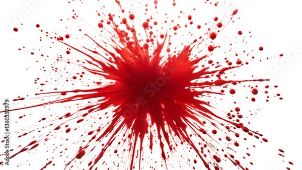 Fototapeta Red blood splashes isolated on transparent background. Png