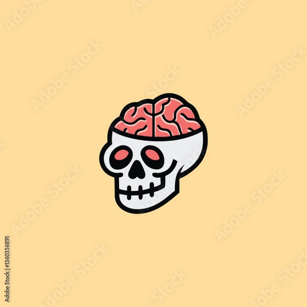 Obraz Funny Skull Brain Logo Design