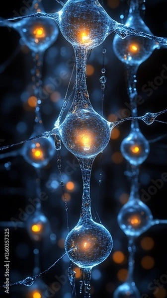 Fototapeta Neural Network with Microscopic View.