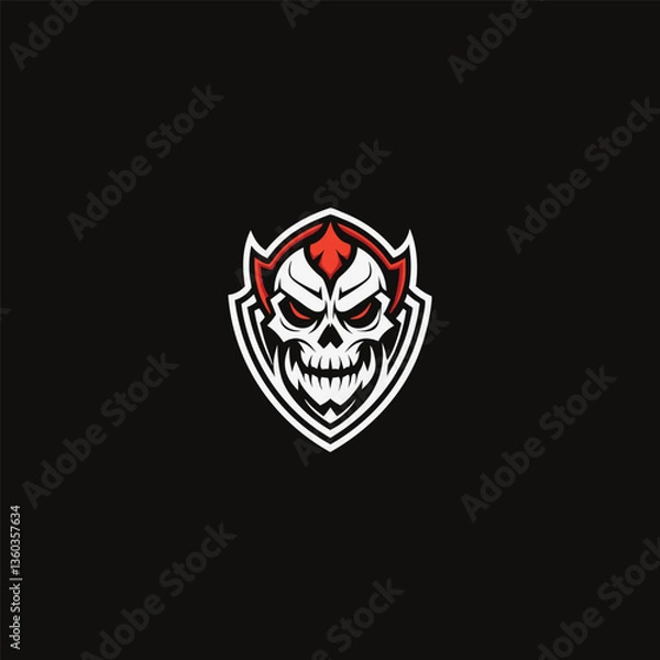 Obraz Skull Shield Logo. unique skull emblem