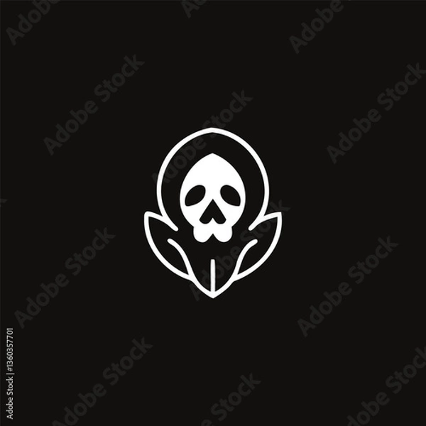 Obraz Skull Leaf Logo. creative skull logo