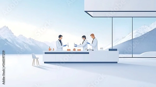 Fototapeta Scientists research lab mountain view.