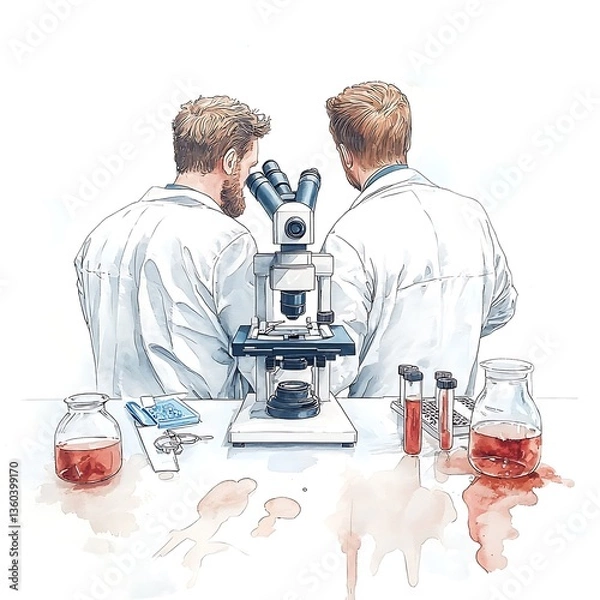 Fototapeta Scientists Researching Lab Microscope.