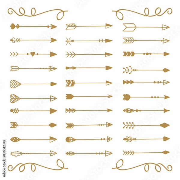Fototapeta Hand draw arrows set