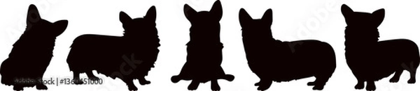 Obraz Corgi breed dogs set silhouette, vector