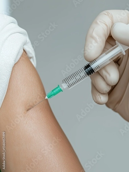 Obraz Close-Up of a Syringe Injection into an Arm – Medical Stock Photo