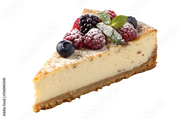 Fototapeta Traditional Slice of Cheesecake on a Light Surface for Dessert Photography.