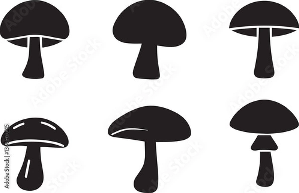 Fototapeta Mushroom Silhouette Illustration Set for Nature and Fungi Lovers