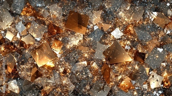 Obraz A collection of shiny diamonds glimmering under bright lights showcasing their brilliant cut and clarity