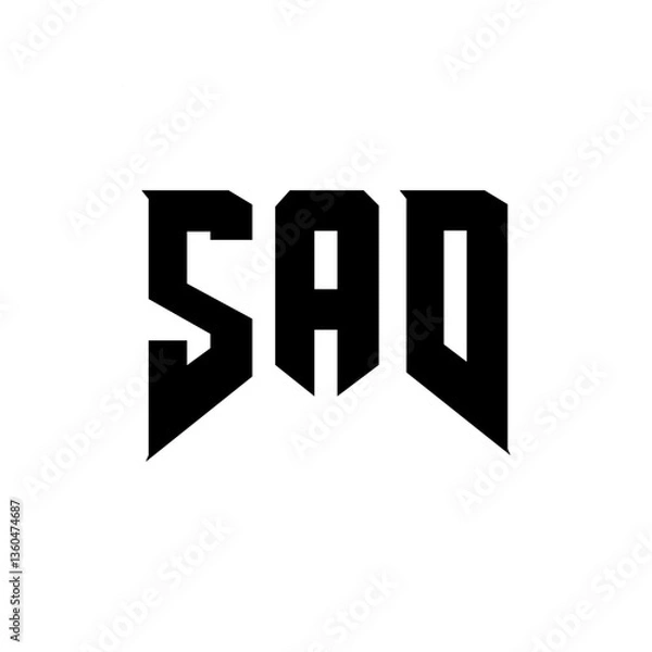 Obraz SAD letter logo design for technology company. SAD logo design black and white color combination. SAD logo, SAD vector, SAD design, SAD icon, SAD alphabet. SAD typography logo design.