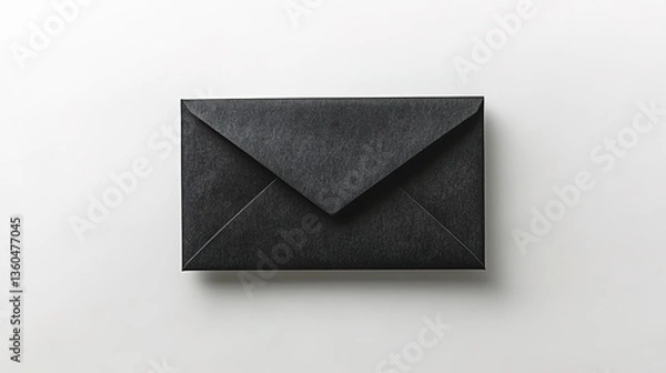 Obraz A black envelope placed on a light gray background, simple, minimalist, high - quality product render