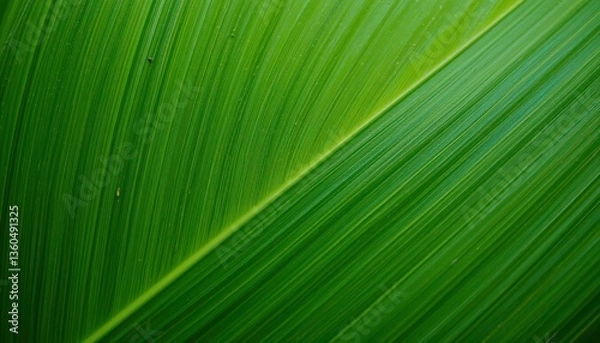 Fototapeta Close-Up of Vibrant Green Leaf Texture with Natural Patterns