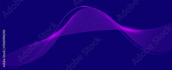 Obraz Abstract purple background with flowing lines for futuristic concept. Dynamic waves. vector