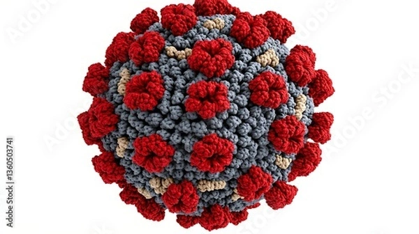 Obraz Virus model with red, gray, and crochet.