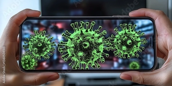 Obraz Virus screen phone closeup.