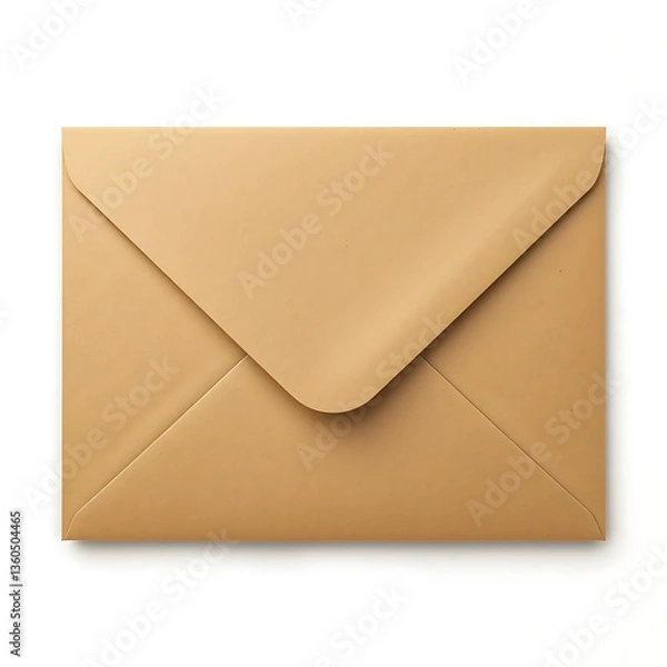 Fototapeta Close up, Large A4 blank brown envelope isolated on white background
