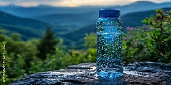 Obraz Water bottle with mountain view.