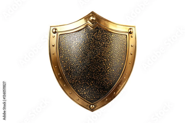 Fototapeta Gold shield Isolated on White and Transparent Background PNG Image.