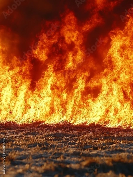 Obraz Wildfire Inferno with Burning Field.
