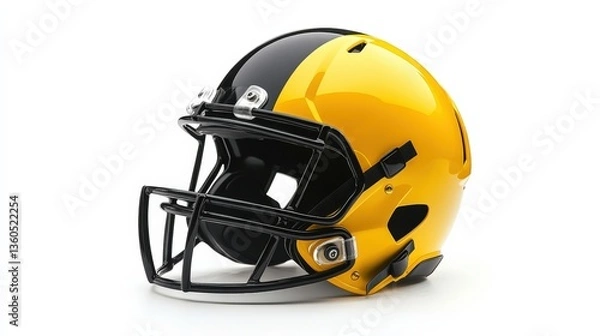Fototapeta A sports helmet captured at a front angle, sharp details, isolated on white,