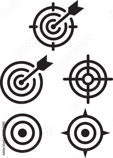 Fototapeta Target and Accuracy Icon Set – Goal, Focus, Aim, Precision