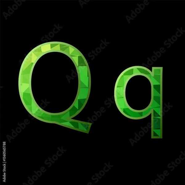 Obraz Alphabet made of green glass. Letter O. Vector illustration.