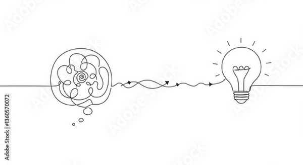 Fototapeta Minimalist Line Drawing of Problem-Solving Process