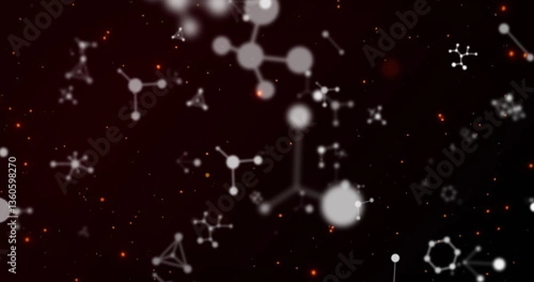 Obraz Image of molecules flying over particles in universe