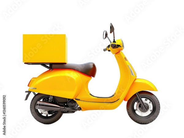 Fototapeta Isolated Yellow Scooter Delivering a Package