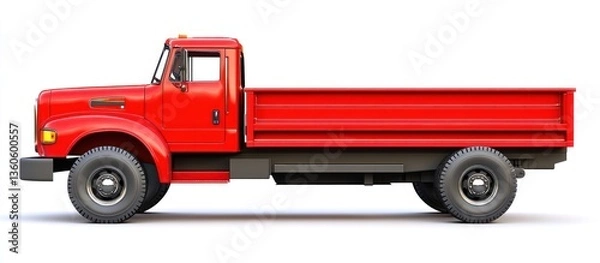 Obraz Red truck bed, side view, white background