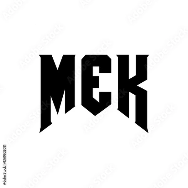 Fototapeta MEK letter logo design for technology company. MEK logo design black and white color combination. MEK logo, MEK vector, MEK design, MEK icon, MEK alphabet. MEK typography logo design.