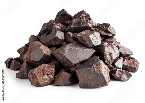 Obraz Pile of Rough Hematite Ore Pieces Showing Mineral Structure and Texture