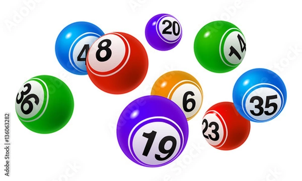 Obraz Vector Bingo / Lottery Number Balls Colorful Set on White Background