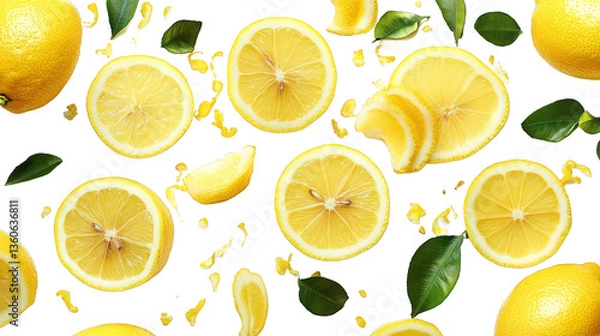 Fototapeta seamless pattern with lemons