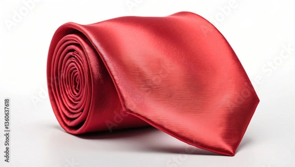 Fototapeta Another View of Isolated Red Tie on White Background for Formal Attire