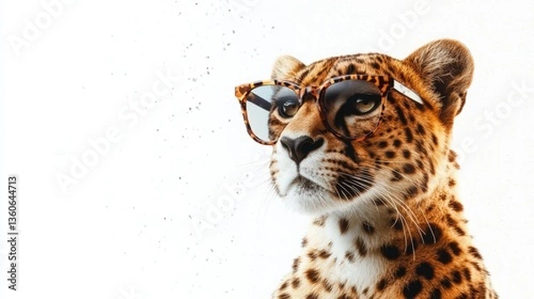 Fototapeta Stylish Leopard with Glasses