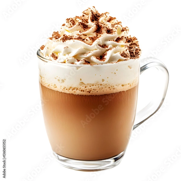 Obraz A Latte Topped with Whipped Cream Isolated on Transparent Background