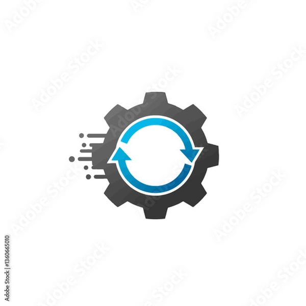 Fototapeta Gear with Circular Arrow and Motion Lines