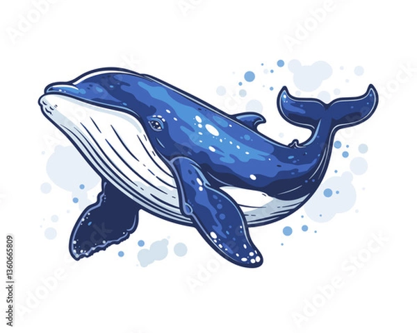 Fototapeta whale vector illustration on the theme of marine animals in a flat style