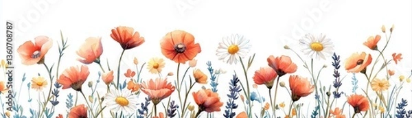 Obraz Vibrant floral arrangement with poppies and daisies