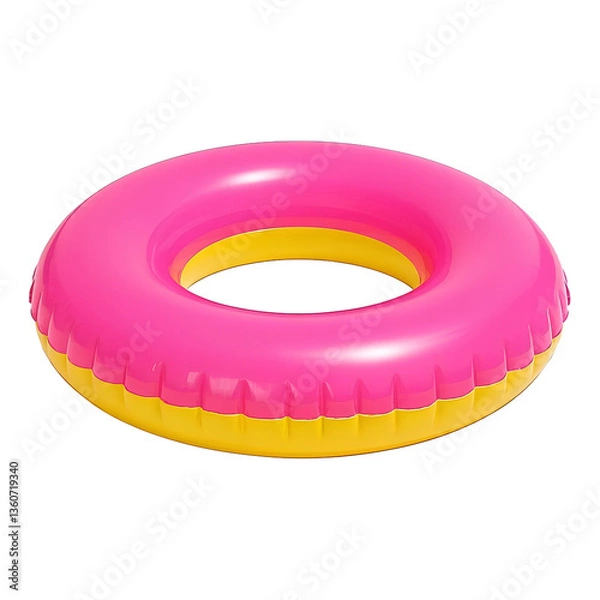 Fototapeta Inflatable Swimming Ring – Pink and Yellow Pool Float, Glossy Finish, Summer Accessory

