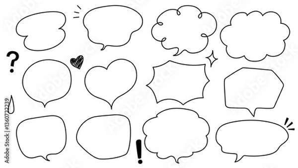 Fototapeta 手書きの吹き出しのベクターイラストセット