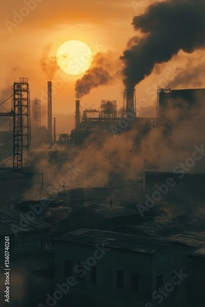 Obraz Air pollution impact on environment.