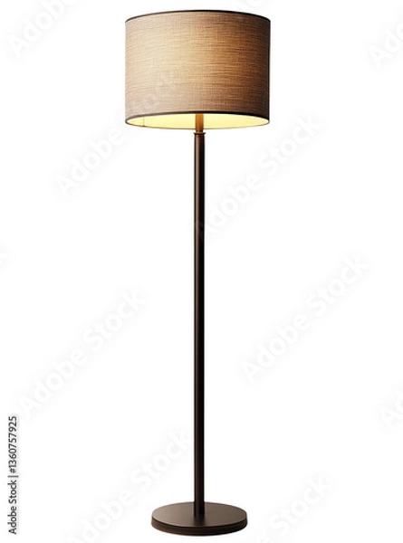 Fototapeta Floor lamp with fabric shade, isolated on a transparent background