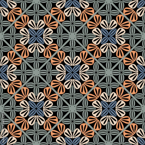 Fototapeta Pattern with crochet granny square wallpaper handmade decorative art design print