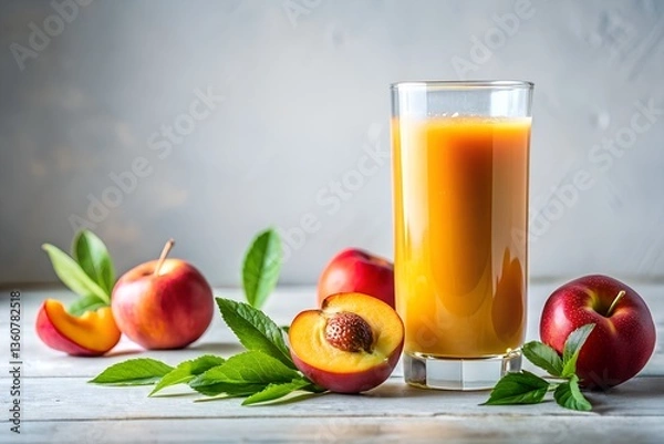 Obraz nectarine juice in white background