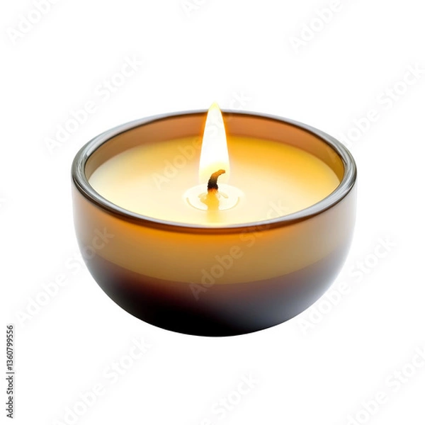 Fototapeta Decorative scented candle in a glass bowl, on a transparent background