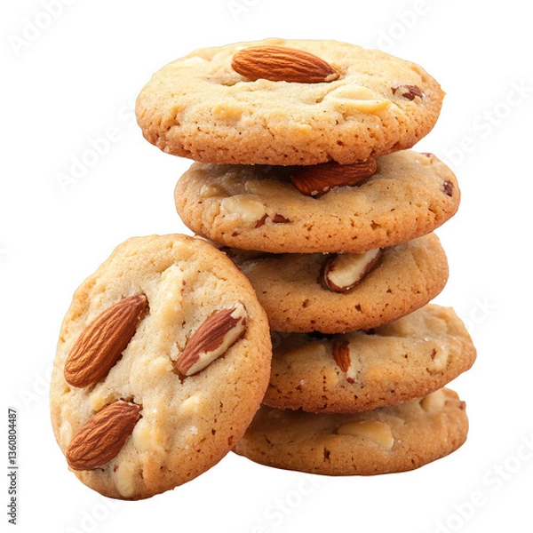 Fototapeta Macaroons with nuts on top, on a transparent background