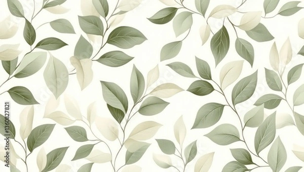 Obraz Green leaf botanical seamless pattern.