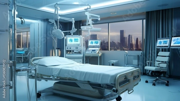 Obraz A photo of a hospital surgical suite.